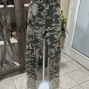 Camo Distressed Women's Pants